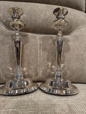 11” Tall Candlesticks Silverplated